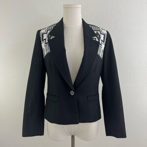 PENDLETON Vintage Black White Virgin Wool Southwestern Aztec Blazer Jacket